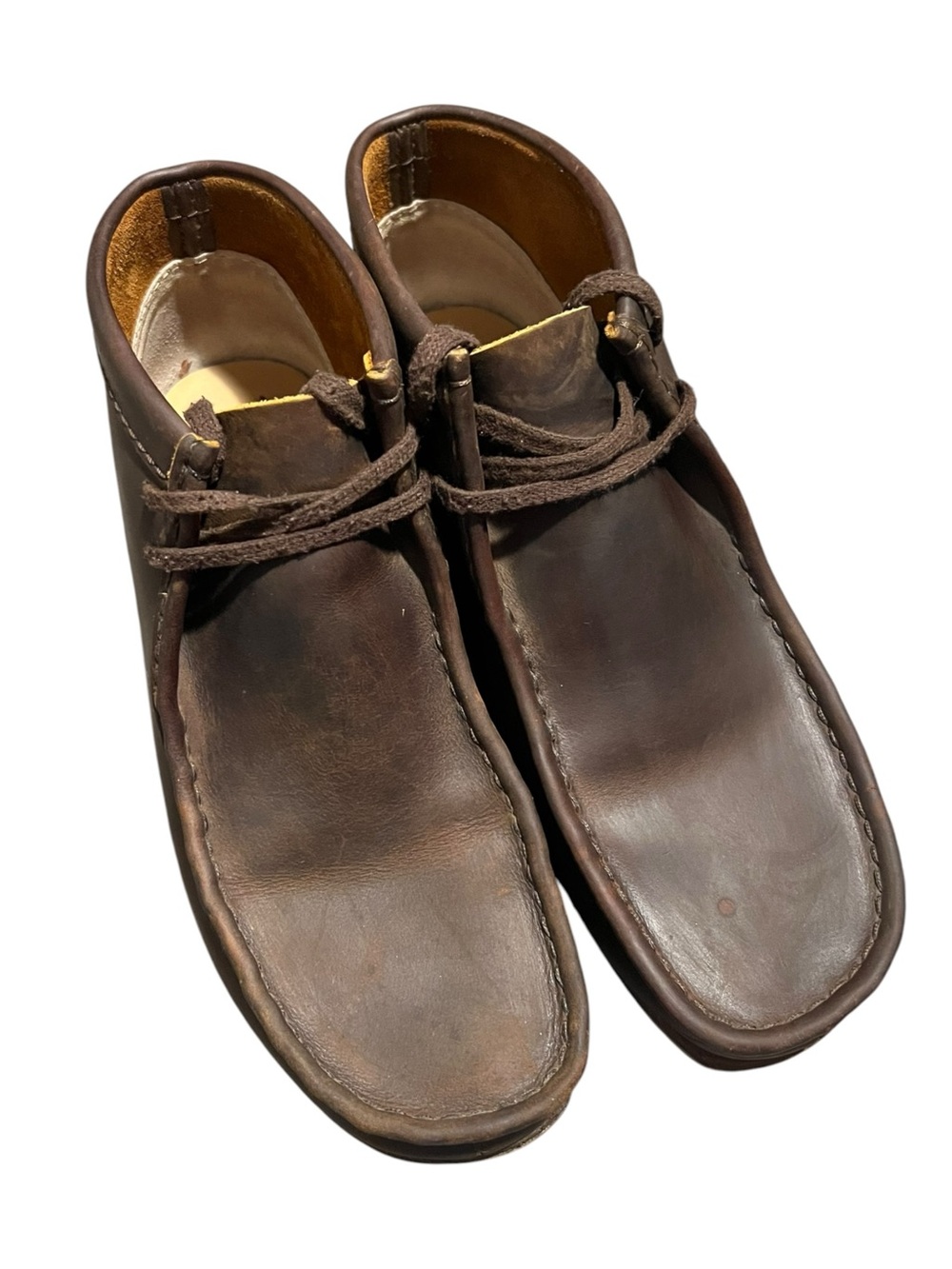 Clarks Originals Wallabee Boot Men 10.5 Brown Distressed Leather Moc Toe Lace Up